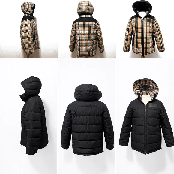 Burberry Reversible Down Puffer Jacket Nova Check Hooded EUC - Picture 14 of 16